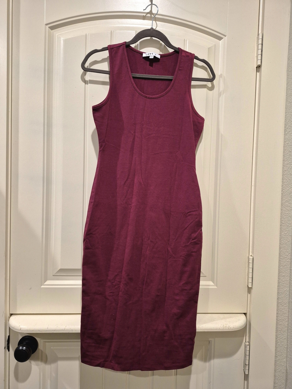 LOVE Maroon Tank Midi Dress - Sleeveless Bodycon Casual